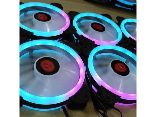 Alt view image 8 of 10 - RGB Case Cooling Fan 12CM Round Shape Desktop Chassis Water Cooling Fan Colorful PC Computer Cooling Fan Cooler RGB controller