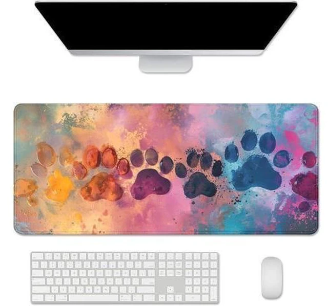 Alt view image 8 of 14 - Cute Dog Paw Print Mouse Pad Desk Mat Large Mouse Pads Desk Pad Full Size Mouse Pad Gaming Mousepad Mouse Mat with Stitched Edge - Non-Slip Rubber Base for Office Computer Keyboard Laptop
