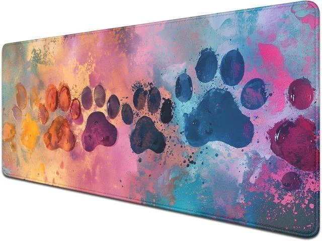Alt view image 10 of 14 - Cute Dog Paw Print Mouse Pad Desk Mat Large Mouse Pads Desk Pad Full Size Mouse Pad Gaming Mousepad Mouse Mat with Stitched Edge - Non-Slip Rubber Base for Office Computer Keyboard Laptop