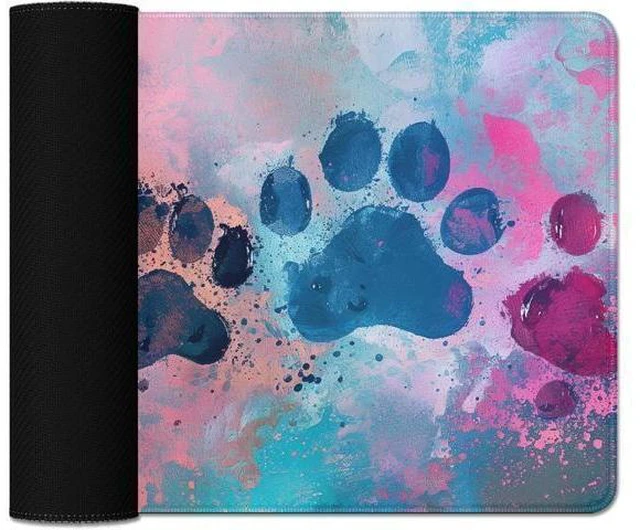 Alt view image 11 of 14 - Cute Dog Paw Print Mouse Pad Desk Mat Large Mouse Pads Desk Pad Full Size Mouse Pad Gaming Mousepad Mouse Mat with Stitched Edge - Non-Slip Rubber Base for Office Computer Keyboard Laptop