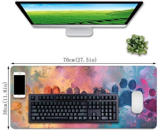 Alt view image 12 of 14 - Cute Dog Paw Print Mouse Pad Desk Mat Large Mouse Pads Desk Pad Full Size Mouse Pad Gaming Mousepad Mouse Mat with Stitched Edge - Non-Slip Rubber Base for Office Computer Keyboard Laptop