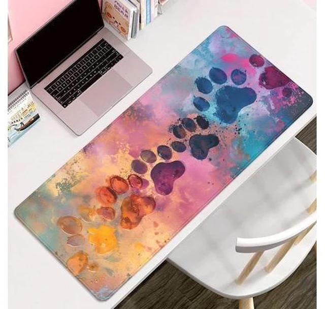 Alt view image 13 of 14 - Cute Dog Paw Print Mouse Pad Desk Mat Large Mouse Pads Desk Pad Full Size Mouse Pad Gaming Mousepad Mouse Mat with Stitched Edge - Non-Slip Rubber Base for Office Computer Keyboard Laptop