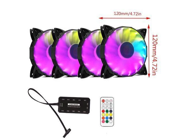 Alt view image 10 of 10 - RGB Case Cooling Fan 12CM Round Shape Desktop Chassis Water Cooling Fan Colorful PC Computer Cooling Fan Cooler RGB controller