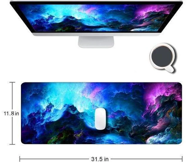Alt view image 8 of 12 - Gaming Mouse Pad, Large Non-Slip Rubber Base Mousepad, Keyboard Mouse Mat, Desk Pad with Stitched Edges, 31.5x11.8inch, Dazzling Galaxy