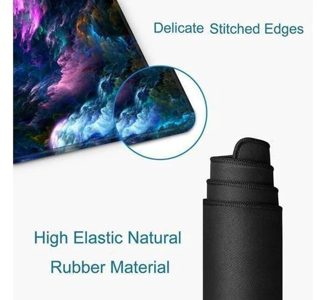 Alt view image 11 of 12 - Gaming Mouse Pad, Large Non-Slip Rubber Base Mousepad, Keyboard Mouse Mat, Desk Pad with Stitched Edges, 31.5x11.8inch, Dazzling Galaxy