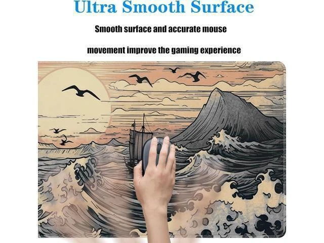 Alt view image 12 of 14 - Japanese Sea Waves Large Gaming Mouse Pad XL Mouse Pad Gaming Mouse Mat Desk Pad 31.5 x 11.8in Desk Mat Anime Mouse Pads for Desk Extended Keyboard Pad Mousepad with Non-Slip Base and Stitched Edge