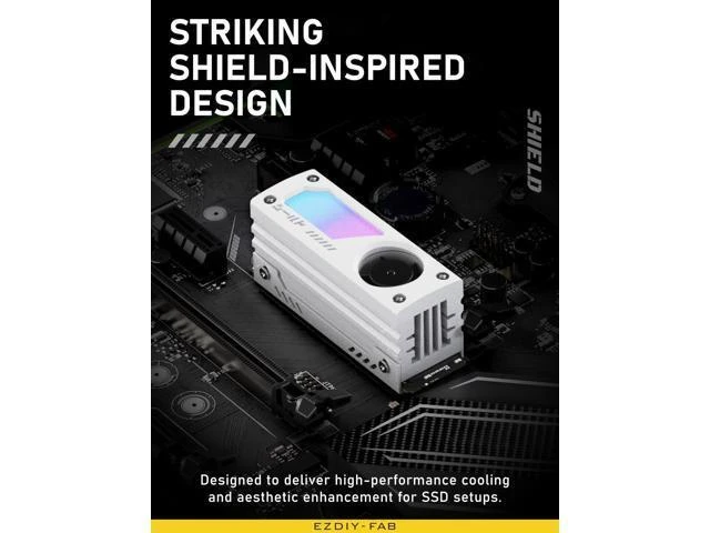 Alt view image 7 of 10 - EZDIY-FAB Shield ARGB M.2 SSD Heatsink with Build-in 20mm PWM Fan, Premium Aluminum Design,5V 3-Pin ARGB Sync, High-Performance SSD Cooler for M.2 2280-White-1 Pack