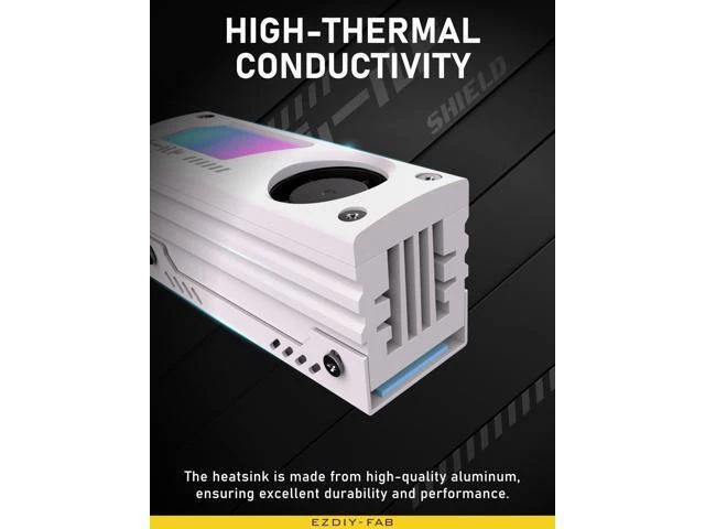 Alt view image 8 of 10 - EZDIY-FAB Shield ARGB M.2 SSD Heatsink with Build-in 20mm PWM Fan, Premium Aluminum Design,5V 3-Pin ARGB Sync, High-Performance SSD Cooler for M.2 2280-White-1 Pack