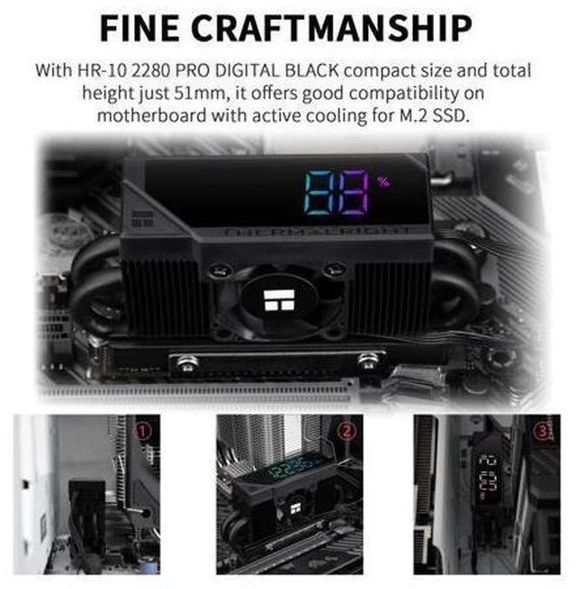 Alt view image 10 of 12 - HR10 2280 PRO Digital Black-Precision Solid-State Drive Temperature Monitoring, Built-in ARGB Digital Display and Smart Fan Control, up to 6500RPM