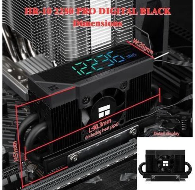 Alt view image 12 of 12 - HR10 2280 PRO Digital Black-Precision Solid-State Drive Temperature Monitoring, Built-in ARGB Digital Display and Smart Fan Control, up to 6500RPM