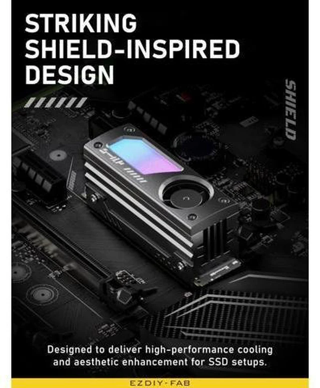 Alt view image 7 of 10 - EZDIY-FAB Shield ARGB M.2 SSD Heatsink with Build-in 20mm PWM Fan, Premium Aluminum Design,5V 3-Pin ARGB Sync, High-Performance SSD Cooler for M.2 2280-Black-1 Pack