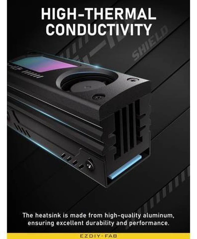 Alt view image 8 of 10 - EZDIY-FAB Shield ARGB M.2 SSD Heatsink with Build-in 20mm PWM Fan, Premium Aluminum Design,5V 3-Pin ARGB Sync, High-Performance SSD Cooler for M.2 2280-Black-1 Pack