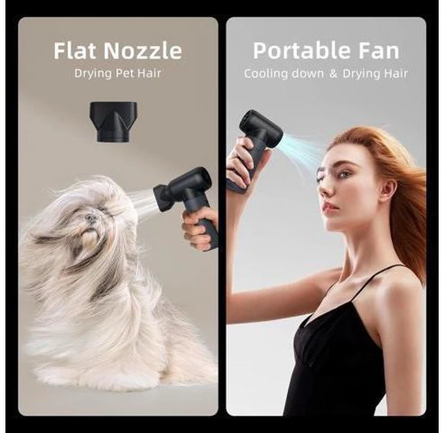 Alt view image 10 of 12 - Violent turbofan handheld small portable wireless charging hair dryer dust collector Violent turbine fan with LED lights