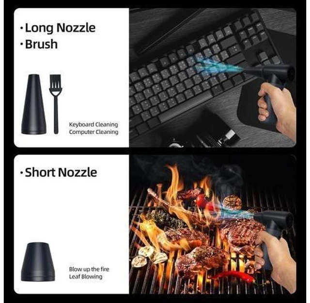 Alt view image 11 of 12 - Violent turbofan handheld small portable wireless charging hair dryer dust collector Violent turbine fan with LED lights