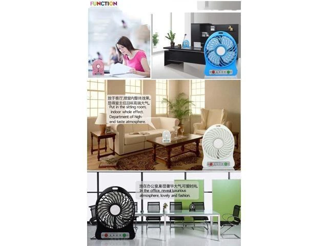 Alt view image 11 of 12 - 4-inch 3 Speeds Portable Mini USB Fan Electric Powered Rechargeable Desktop Fan Battery/ USB Powered Laptop Cooler Cooling Operated Cool Cooler Fan with Rechargeable Battery and USB Charge Cable-Blue