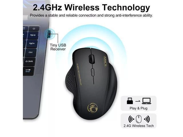Alt view image 9 of 12 - 2.4GHz Wireless Optical Mice PC Gaming Mouse 6 Buttons & USB Receiver for Laptop