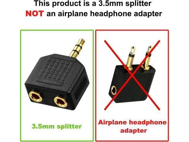 Alt view image 10 of 14 - 2-Pack 3.5mm Headphone Y Splitter Gold Plated 3.5mm 1/8 inch Male to Dual Female Stereo Jack Adapter Converter