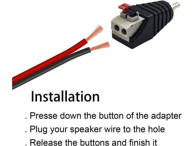 Alt view image 11 of 12 - Speaker Wire to RCA Adapter Converter RCA to Speaker Wire Adapter Subwoofer Phono Male to AV 2 Screw Terminal Video Audio Spring Press Type Balun for CCTV 4 Pack