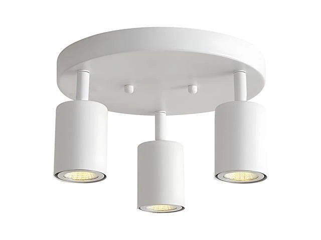 Alt view image 2 of 2 - 3 Light Flush Mount Ceiling Light, White Round Adjustable Directional Spotlight, 9.8 in, Modern Iron Ceiling Light, Easy Install for Kitchen Bedroom Office