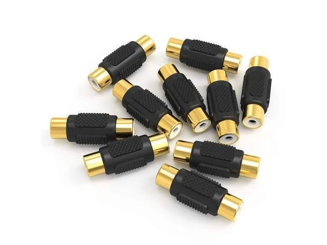 Alt view image 8 of 14 - 10 Pack RCA Female to Female Coupler Audio Video Gold Adapter for Phono Speaker RCA Cable Amplifier