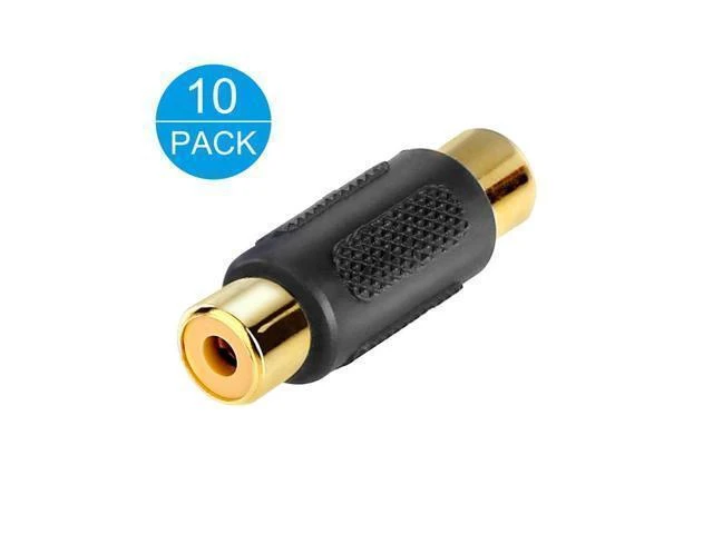 Alt view image 9 of 14 - 10 Pack RCA Female to Female Coupler Audio Video Gold Adapter for Phono Speaker RCA Cable Amplifier