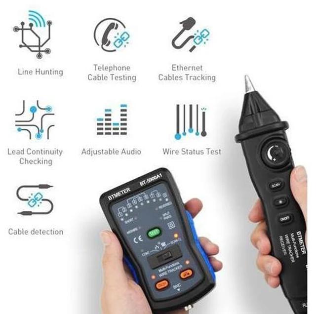 Alt view image 9 of 14 - 5900A1 Cable Finder Tone Generator Probe Kit Wire Tracker Toner Ethernet LAN Network Cable Tester Telephone Tester, Continuity Checker