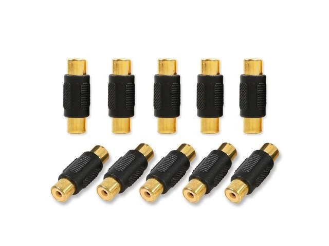 Alt view image 13 of 14 - 10 Pack RCA Female to Female Coupler Audio Video Gold Adapter for Phono Speaker RCA Cable Amplifier
