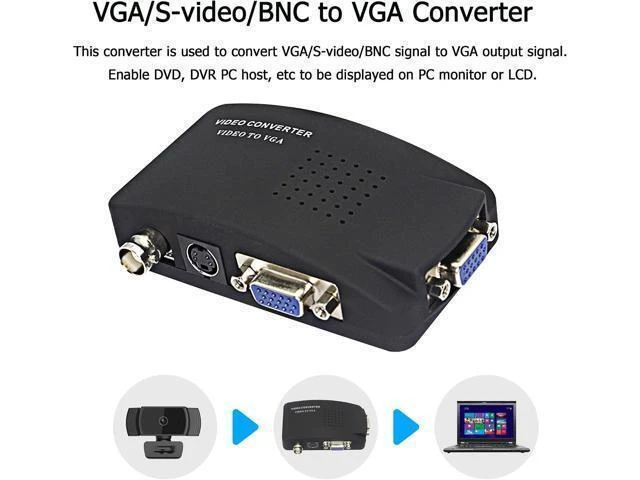 Alt view image 10 of 12 - XMSJSIY BNC to VGA Video Converter, S-Video Input to VGA Output, Supports PAL/NTSC, Easy to Install and Operate