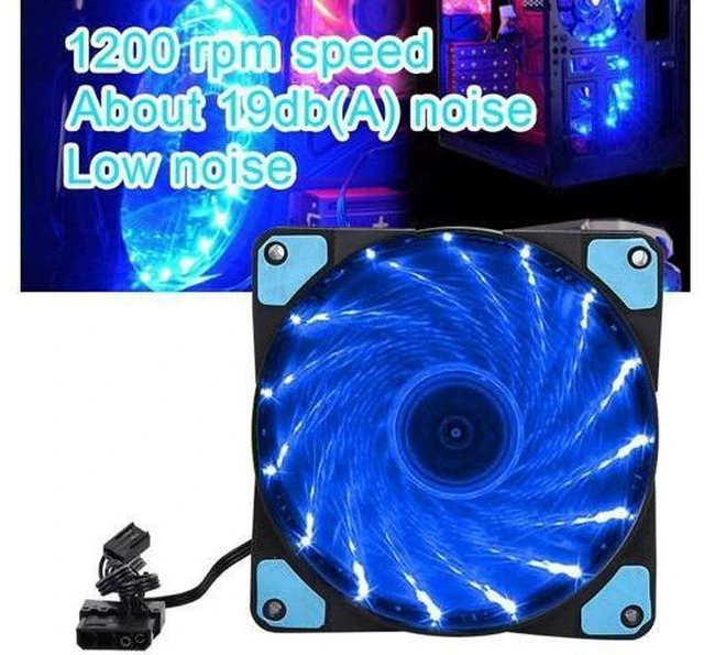 Alt view image 9 of 14 - CPU Cooling Fan, 4W 3-Lines 3Pin/4Pin PC Silent Cooling Fan with Color Backlight, CPU Cooler Chassis Radiator for Desktop, 120 x 120mm(Blue)