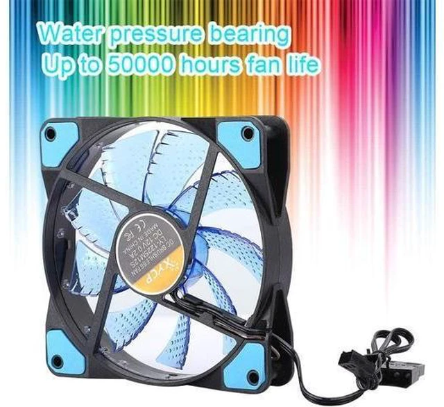 Alt view image 10 of 14 - CPU Cooling Fan, 4W 3-Lines 3Pin/4Pin PC Silent Cooling Fan with Color Backlight, CPU Cooler Chassis Radiator for Desktop, 120 x 120mm(Blue)