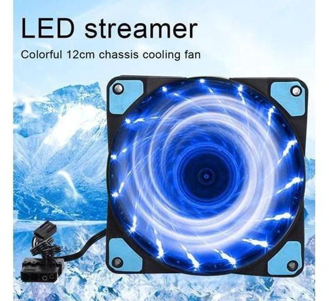 Alt view image 11 of 14 - CPU Cooling Fan, 4W 3-Lines 3Pin/4Pin PC Silent Cooling Fan with Color Backlight, CPU Cooler Chassis Radiator for Desktop, 120 x 120mm(Blue)
