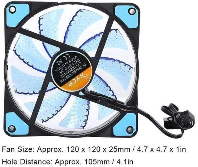 Alt view image 12 of 14 - CPU Cooling Fan, 4W 3-Lines 3Pin/4Pin PC Silent Cooling Fan with Color Backlight, CPU Cooler Chassis Radiator for Desktop, 120 x 120mm(Blue)