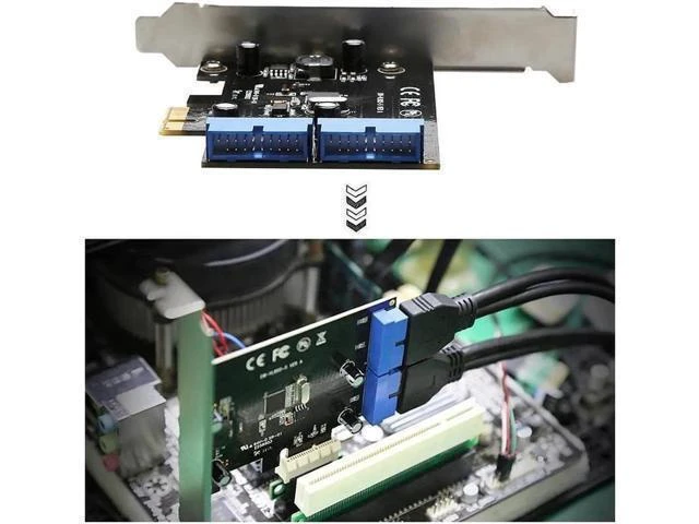 Alt view image 12 of 12 - Super Speed PCI Express to Dual 20 Pin USB 3.0 Controller Card PCI-E X1 to 2 Ports USB 3.0 Header With Low Profile Bracket