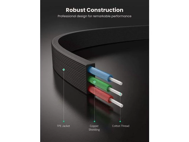 Alt view image 12 of 14 - UGREEN Aux Cable Cord 3.5mm Audio Cable Auxiliary Stereo Male to Male Cord Right Angle Flat 90 Degree Aux Jack Cable for Car, iPhone, iPad, Smartphones, Tablets, Media Players, Speakers (Black, 1.5ft)