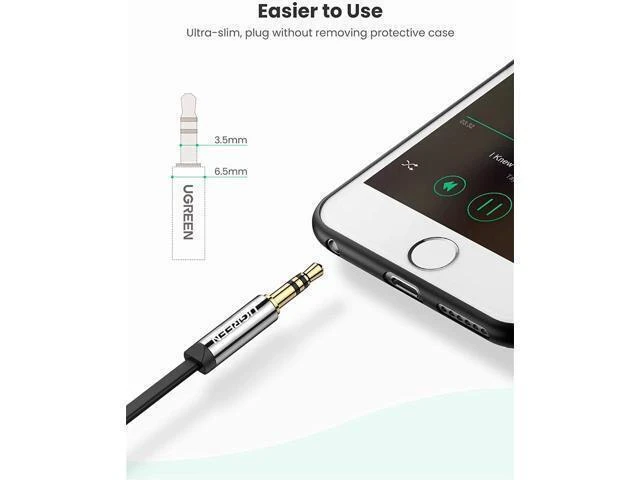Alt view image 14 of 14 - UGREEN Aux Cable Cord 3.5mm Audio Cable Auxiliary Stereo Male to Male Cord Right Angle Flat 90 Degree Aux Jack Cable for Car, iPhone, iPad, Smartphones, Tablets, Media Players, Speakers (Black, 1.5ft)