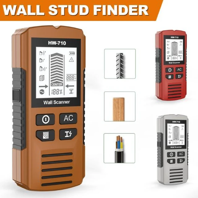 Alt view image 9 of 14 - New 5-in-1 Wall Detector - Stud and Column Detector Measuring Instrument - Wall Metal Detector Silver