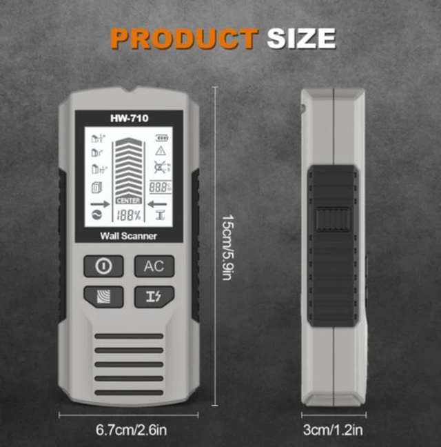Alt view image 11 of 14 - New 5-in-1 Wall Detector - Stud and Column Detector Measuring Instrument - Wall Metal Detector Silver