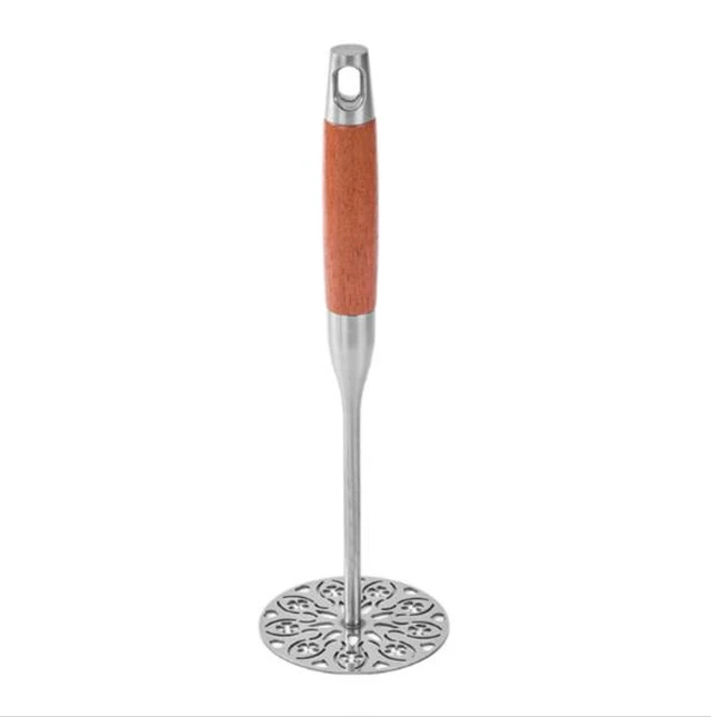 Alt view image 5 of 8 - Stainless steel thick-walled rosewood handle manual potato masher - Potato puree baby food processing tool for children