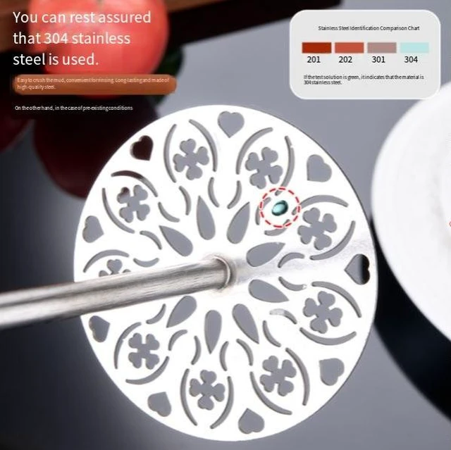 Alt view image 7 of 8 - Stainless steel thick-walled rosewood handle manual potato masher - Potato puree baby food processing tool for children