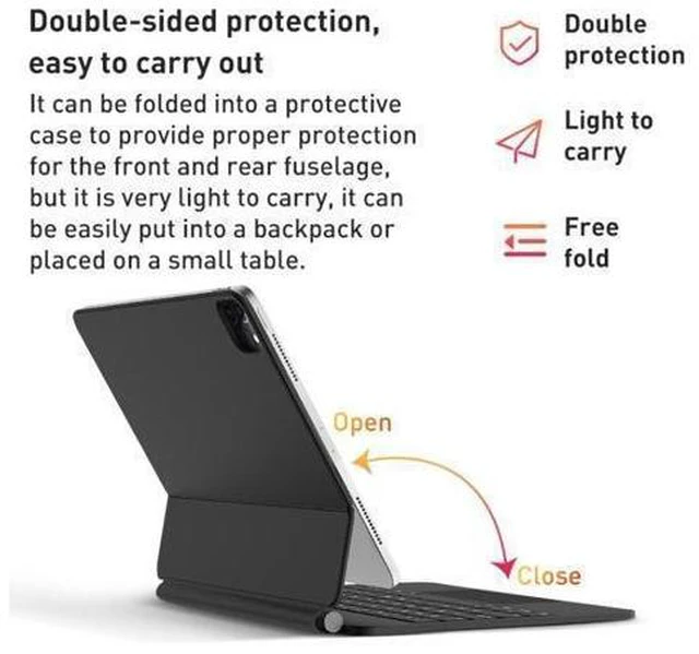 Alt view image 10 of 14 - T89 Magic Suspended Bluetooth Keyboard Leather Case For iPad Pro 12.9 2022 / 2021 / 2020 / 2018(Black)