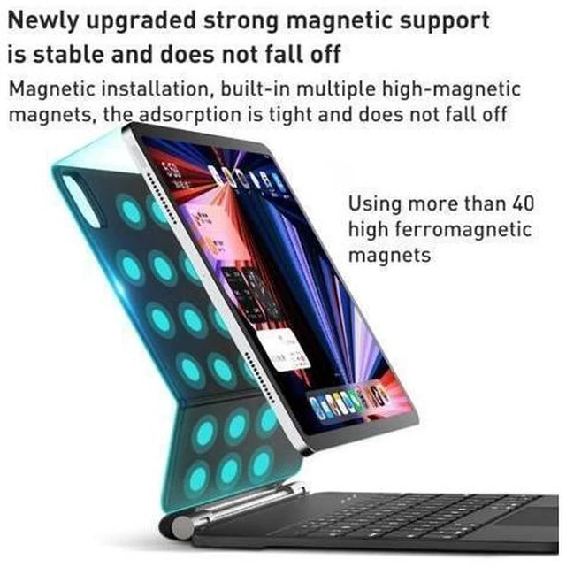 Alt view image 11 of 14 - T89 Magic Suspended Bluetooth Keyboard Leather Case For iPad Pro 12.9 2022 / 2021 / 2020 / 2018(Black)
