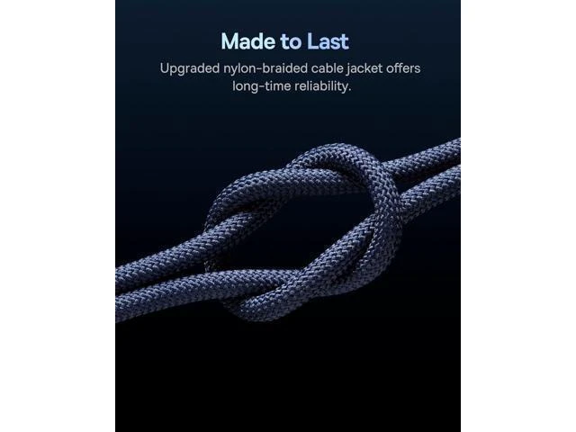 Alt view image 8 of 12 - Baseus USB C Cable, 100W PD 5A QC 4.0 Fast Charging USB C to USB C Cable, Zinc Alloy Nylon Braided USB Type C Charger Cable for iPhone 16 15 Pro/Plus/Pro Max, MacBook, iPad Pro/Mini BLUE 6.6FT