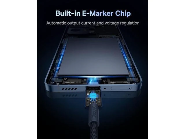 Alt view image 9 of 12 - Baseus USB C Cable, 100W PD 5A QC 4.0 Fast Charging USB C to USB C Cable, Zinc Alloy Nylon Braided USB Type C Charger Cable for iPhone 16 15 Pro/Plus/Pro Max, MacBook, iPad Pro/Mini BLUE 6.6FT
