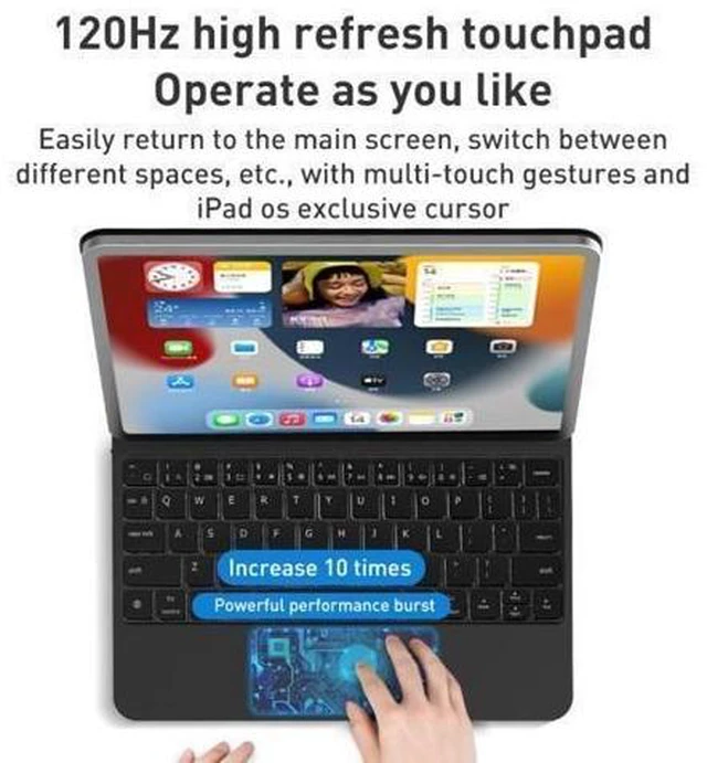 Alt view image 12 of 14 - T89 Magic Suspended Bluetooth Keyboard Leather Case For iPad Pro 12.9 2022 / 2021 / 2020 / 2018(Black)