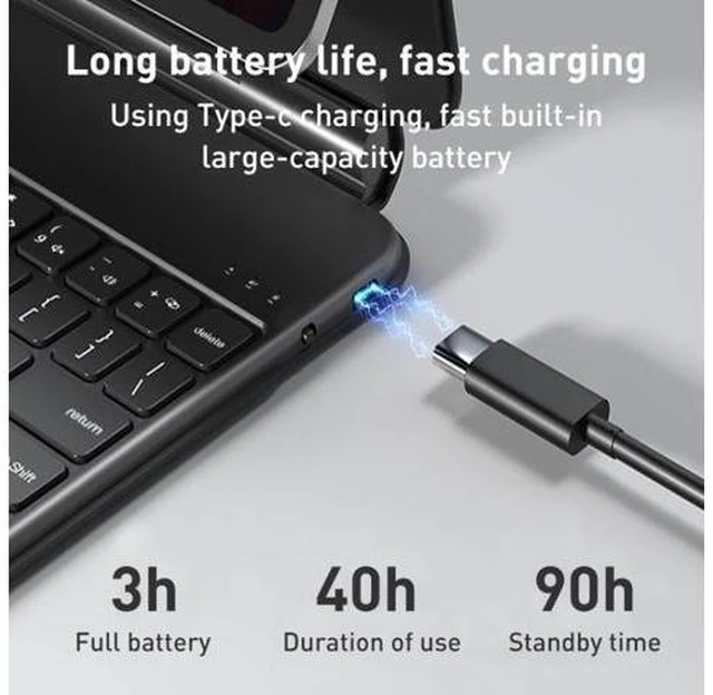 Alt view image 14 of 14 - T89 Magic Suspended Bluetooth Keyboard Leather Case For iPad Pro 12.9 2022 / 2021 / 2020 / 2018(Black)