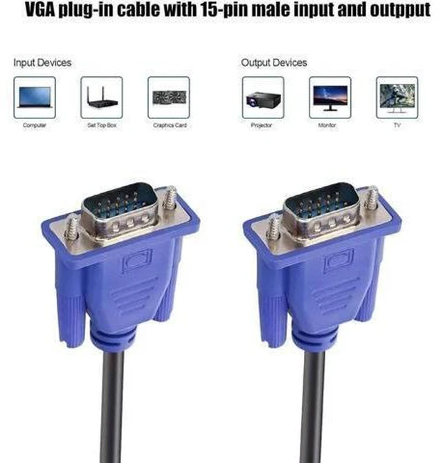 Alt view image 6 of 8 - Blue VGA Cable 15 Pin Male to Male Plug Computer Monitor Cable Wire Cord,4.92 Feet 66 ft./20m