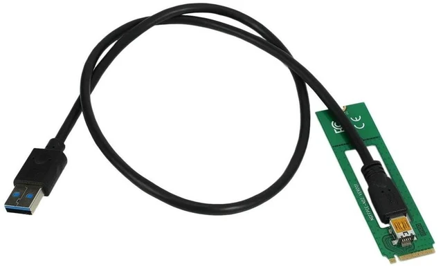 Alt view image 4 of 6 - 2X NGFF M.2 M Key To USB 3.0 PCI-E Riser Card M2 To USB3.0 PCIE 16X 1X Extender With Power For Litecoin Bitcoin Miner