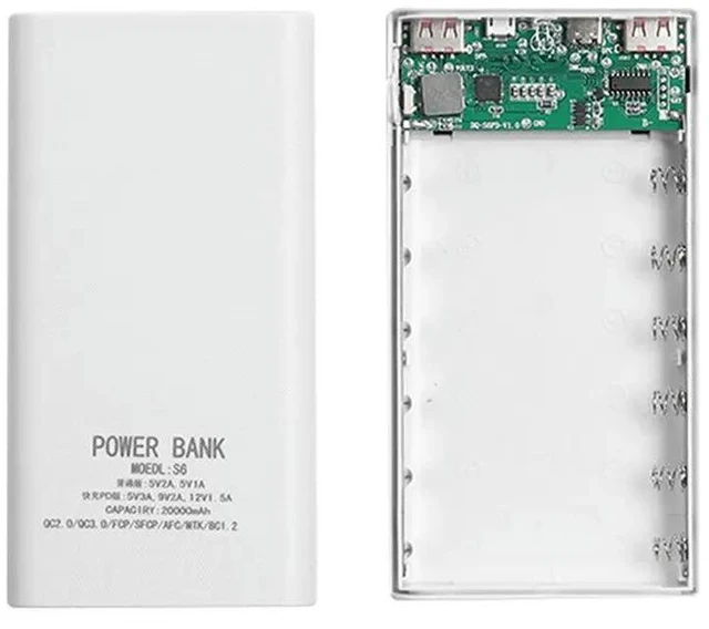 Alt view image 4 of 6 - 2X Power Bank Box 5V 2.1A LCD Display 20000Mah Power Board For 6XDIY Powerbank Case(White)