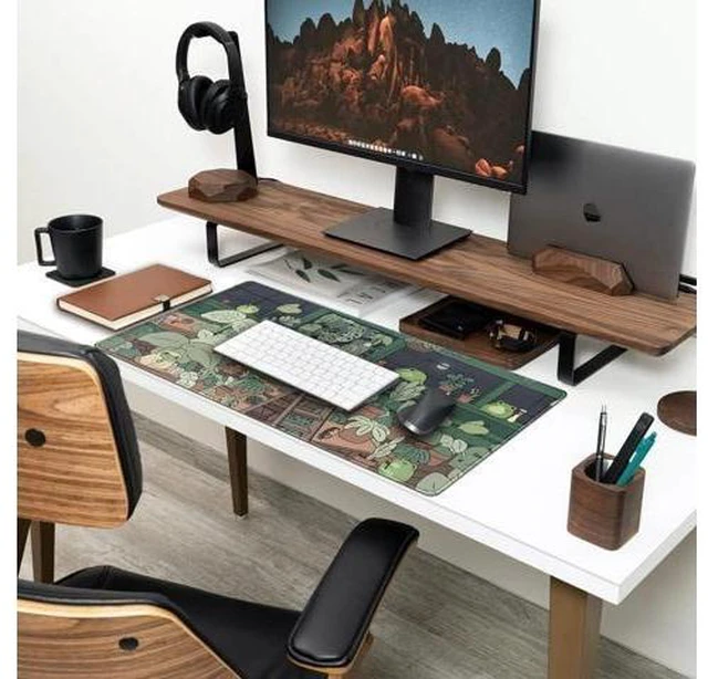 Alt view image 9 of 12 - Cute Frog Kawaii Green Desk Decor Mat Large Gaming Mouse Pad for Computer Keyboard Laptop Home Office Accessories for Girl (31.5x15.7 in)-with Stitched Edges Pad