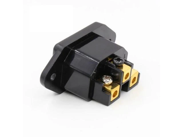 Alt view image 7 of 12 - Hifi audio AC IEC Inlet female 24K Gold plated for hifi amp chassis 1 pcs